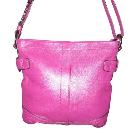 Coach Pebbled Leather Chain Duffle Convertible Crossbody Handbag in Blossom Pink - Picture 2 of 13